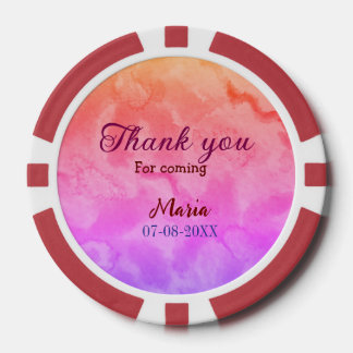 Thank you for coming birthday party add name date poker chips