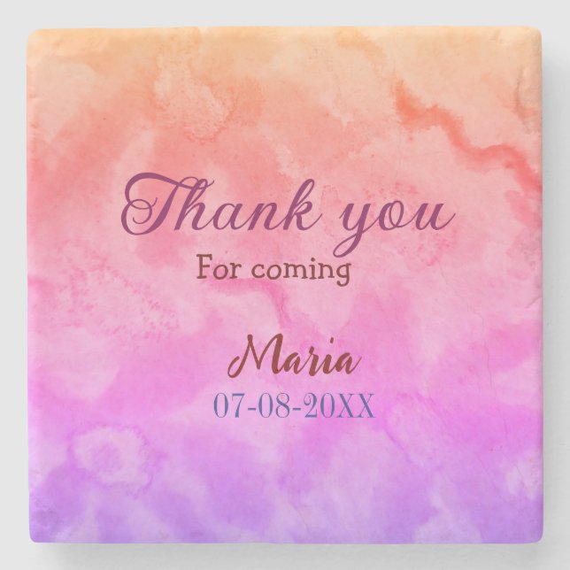 Thank you for coming birthday party add name date  stone coaster (Front)