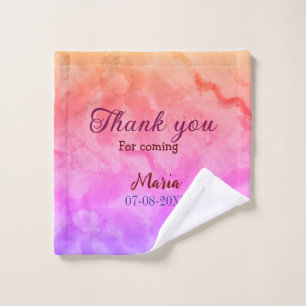 Thank you for coming birthday party add name date wash cloth