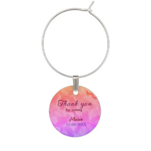 Thank you for coming birthday party add name date  wine charm