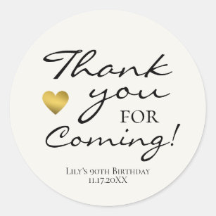 Thank You For Coming Birthday Party Classic Round Sticker