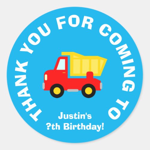 Thank you for coming Birthday party favor stickers