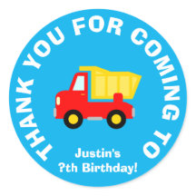Thank you for coming Birthday party favor stickers