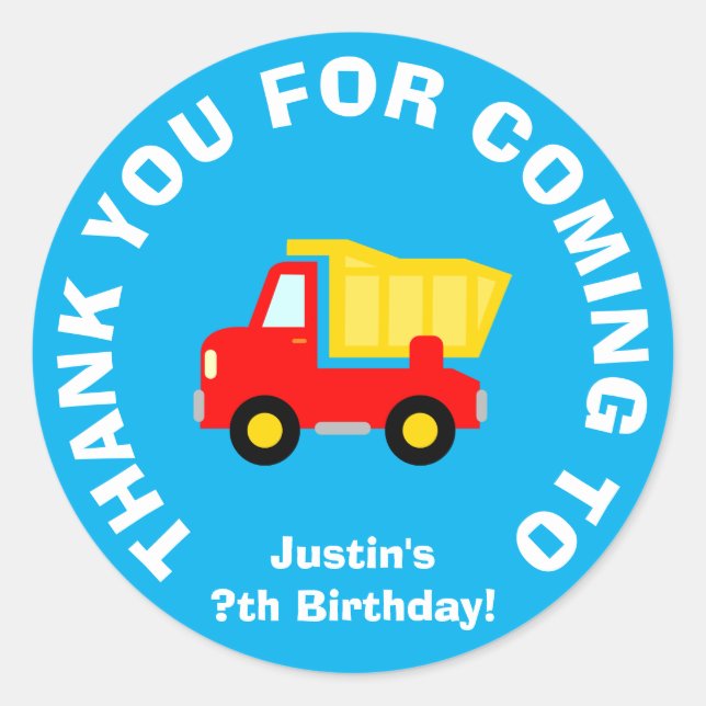 Thank you for coming Birthday party favor stickers (Front)