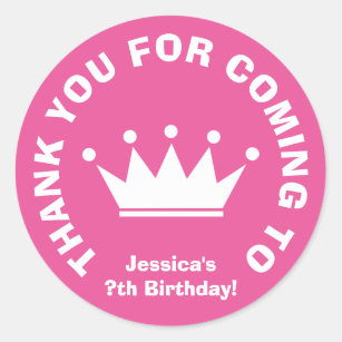 Thank you for coming Birthday party favor stickers