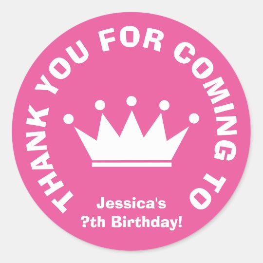 YOUR TEXT HERE BIRTHDAY PARTY Sticker Pink Sheet Label 1 1//2/" Round 20 labels