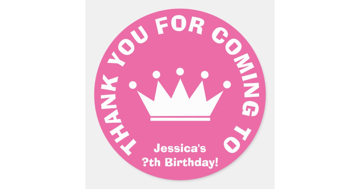 Thank you for coming Birthday party favor stickers | Zazzle.com