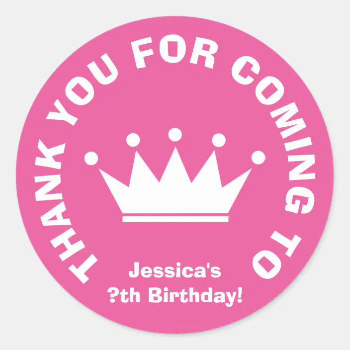 Thank You For Coming To My Party Personalised Birthday Stickers Labels 