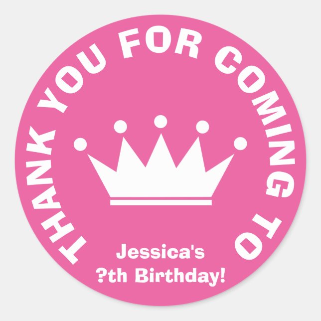 Thank you for coming Birthday party favor stickers (Front)