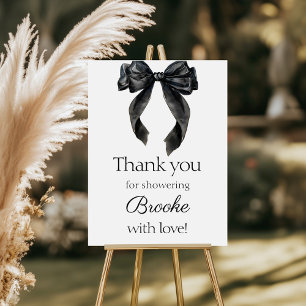 Thank you for coming black bow knot Bridal Shower Foam Board