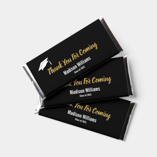 Thank You For Coming Black White Gold Graduation Hershey Bar Favors