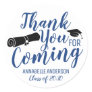 Thank You For Coming Blue Graduation Party Favor Classic Round Sticker
