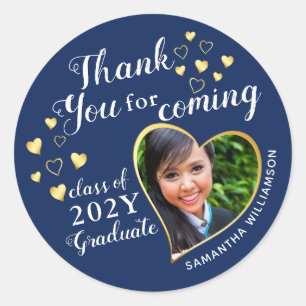 Thank You for Coming Blue Graduation Party Favor Classic Round Sticker