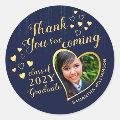 Thank You for Coming Blue Graduation Party Favor Classic Round Sticker