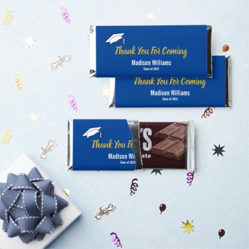 Thank You For Coming Blue White Gold Graduation Hershey Bar Favors