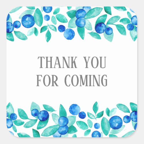 Thank you for coming Blueberries baby shower Square Sticker