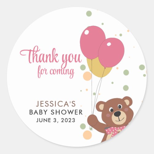 Thank You for Coming Blush Pink Girl Baby Shower Classic Round Sticker