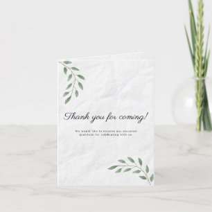 THANK YOU FOR COMING CARD