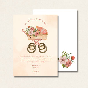 Thank you for coming card, rustic baby carriage  card