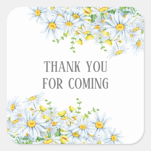 Thank you for coming Chamomile flower baby shower Square Sticker