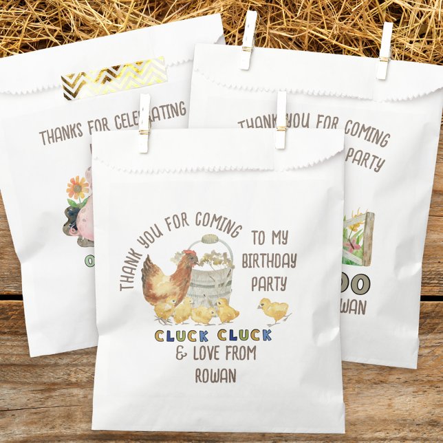 Thank You for Coming Chicken Farm Birthday Favor Bag (Farm theme birthday party favor bags inspired by old macdonald nursery rhyme)