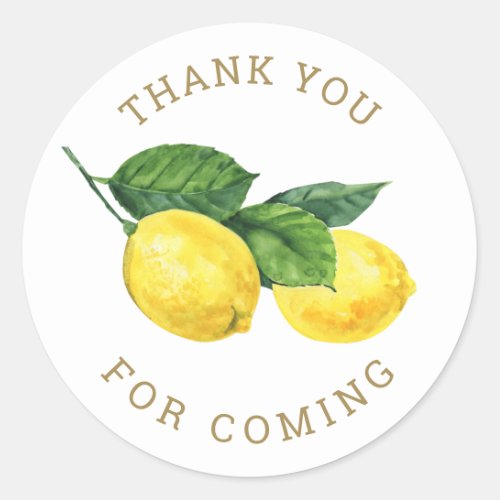 Thank you for coming Citrus lemon baby shower Classic Round Sticker