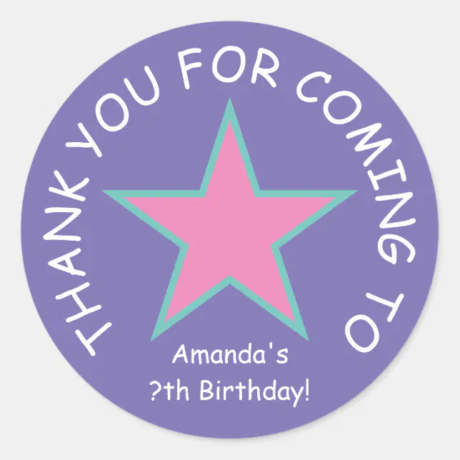 Thank you for coming custom Birthday party favor Classic Round Sticker ...