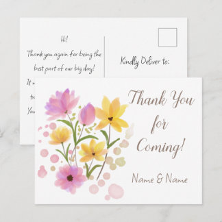 Thank you for Coming Custom Name & Message  Postcard