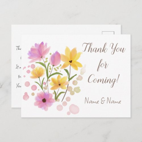Thank you for Coming Custom Name  Message  Postcard