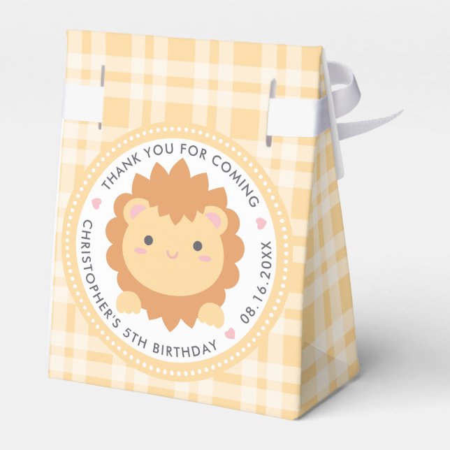 Thank You For Coming Cute Lion Kids Birthday Favor Boxes (Back Side)