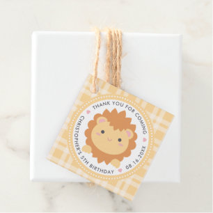 Thank You For Coming Cute Lion Kids Birthday Favor Tags