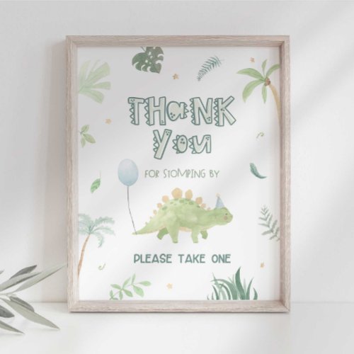 Thank You For Coming Dinosaur Birthday Favor Sign