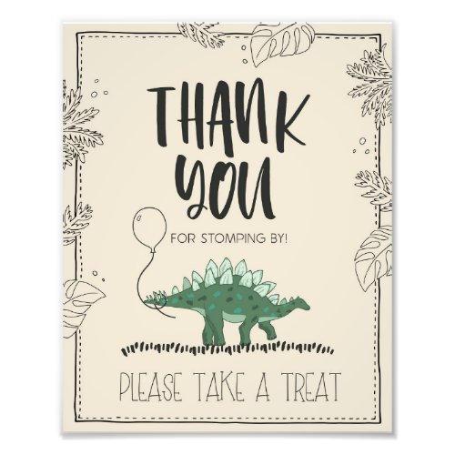 Thank You For Coming Dinosaur Birthday Favor Sign