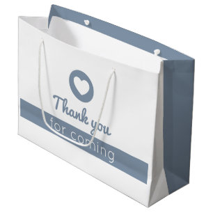 Thank You For Coming Elegant Dusty Blue White Large Gift Bag