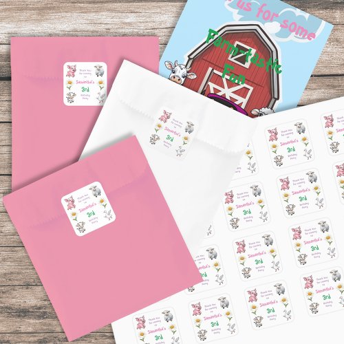 Thank You for Coming Farmyard Animals Birthday Square Sticker