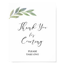 Thank You For Coming Favor Sign Olive Leaf Sign
