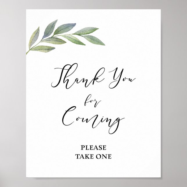 Thank You For Coming Favor Sign Olive Leaf Sign (Front)