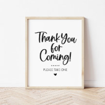 Thank You for Coming Favor Table Sign