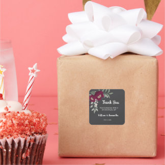 Thank You for Coming Floral Marsala Wedding Square Sticker