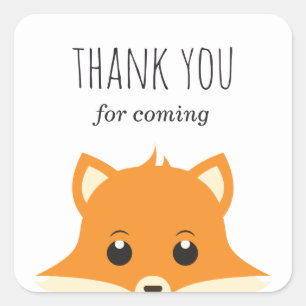 Thank you for coming. Fox baby shower. Animal Square Sticker