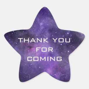 Thank You for Coming Galaxy Space Birthday Party Star Sticker