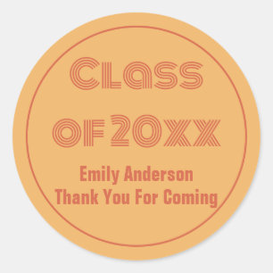 Thank You For Coming Grad Name Orange Graduation Classic Round Sticker