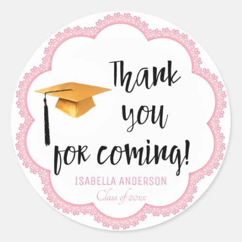 Thank You For Coming Graduation Party Favor Classic Round Sticker