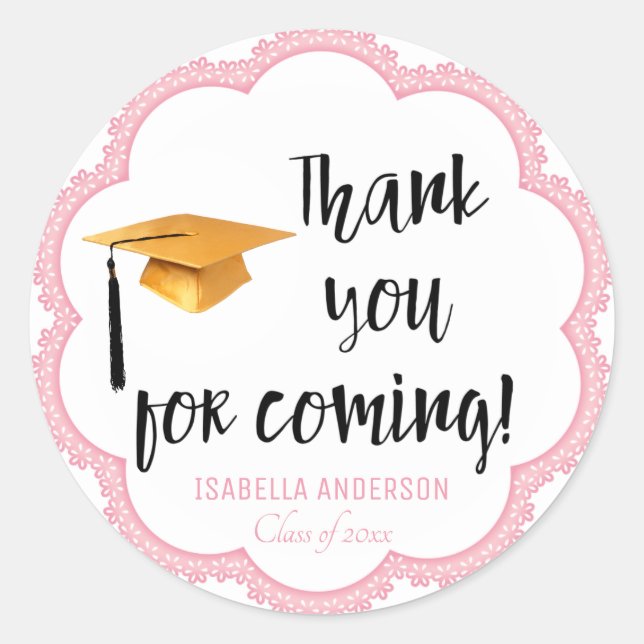 Thank You For Coming Graduation Party Favor Classic Round Sticker (Front)