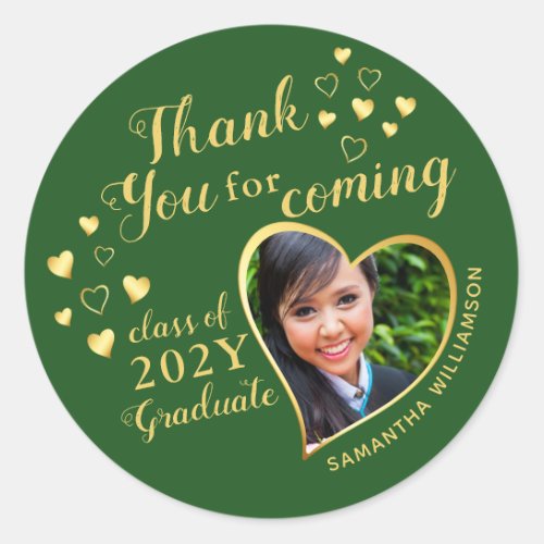 Thank You for Coming Green Graduation Party Favor Classic Round Sticker