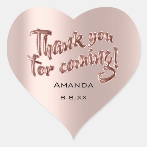 Thank You For Coming Heart Rose Bridal Wedding Bab Heart Sticker
