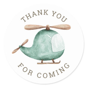 Thank you for coming. Helicopter kids birthday Classic Round Sticker