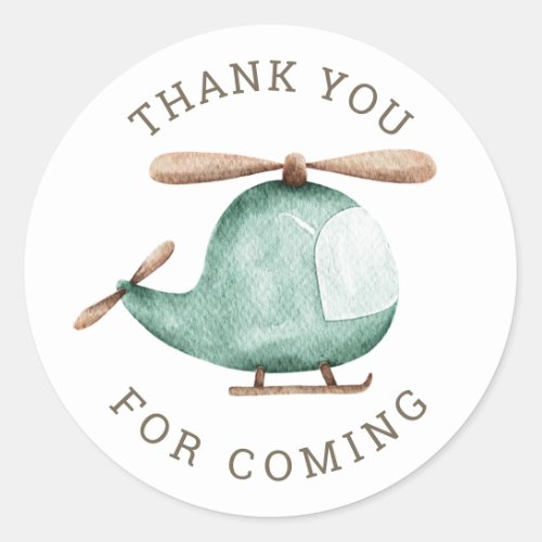 Thank you for coming Helicopter kids birthday Classic Round Sticker