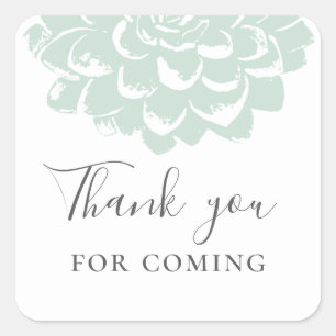 Thank you for coming. Mint succulent baby shower Square Sticker