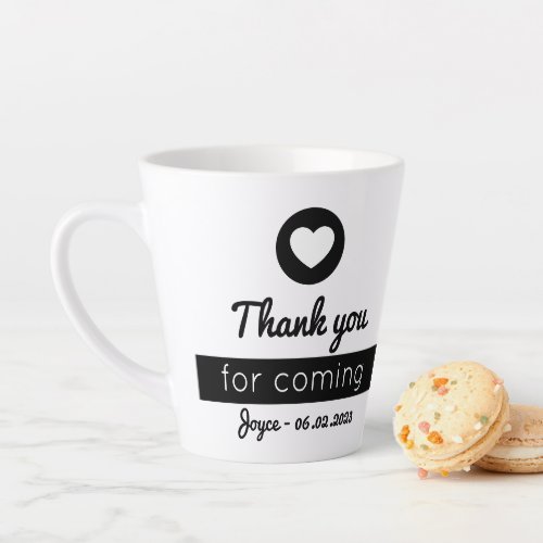 Thank You for Coming Modern Black and White Heart Latte Mug